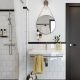 badrumsinspiration svart vitt badrum inspiration vittx kakel halvforband hexagon badrumsgolv rund badrumsspegel kakelbard laderfabriken badrumsdrommar