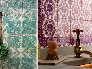 Badrumsinspiration - badrum inspiration green purple azulejo tiles badrumsdrommar feature