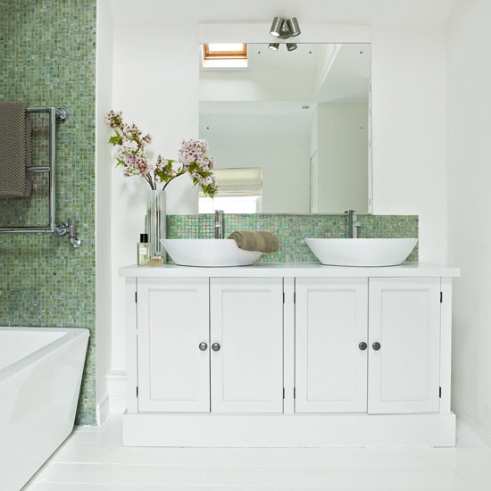 Green-Mosaic-and-White-Bathroom-Ideal-Home-Housetohome