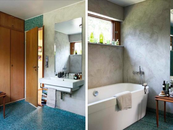 Badrumsinspiration - badrum inspiration 1960 turkos mosaik retro bathroom foto Fredrik Sweger via Skona hem badrumsdrommar feature