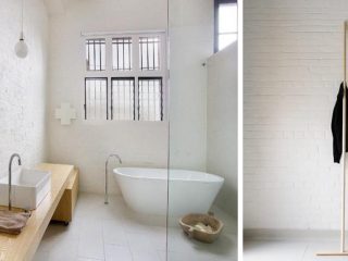 Badrumsinspiration - badrum inspiration minimalism asketiskt tegelvägg svarta fönster badkar badrumsdrömmar feature