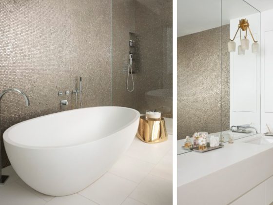 Badrumsinspiration - badrum inspiration metallic mosaik parlemor elegant park avenue duplex badrumsdrommar feature