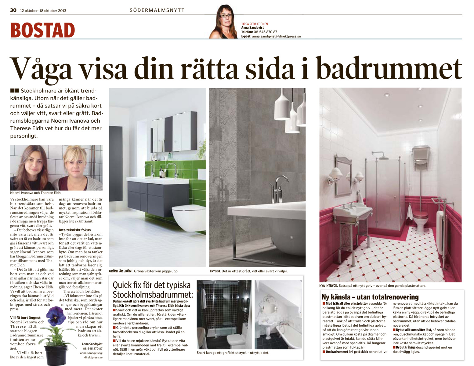 Lokaltidning Badrumsdrömmar okt2013 liten