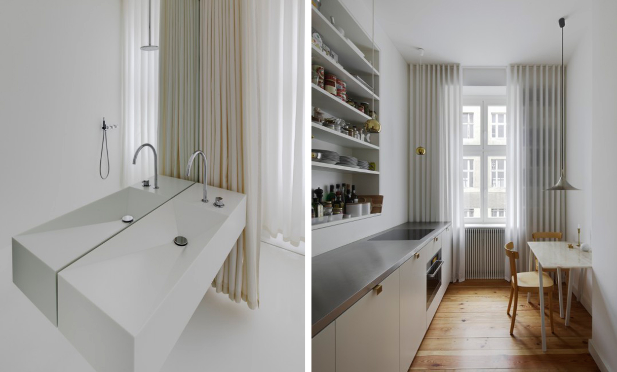 Badrumsinspiration - badrum inspiration duschdraperi Berlin Mitte apartment Atheorem Architektur Interior foto Christoph Rokitta via dezeen badrumsdrommar feature 2