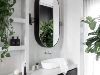 Badrumsinspiration - Modernt badrum med gröna växter
