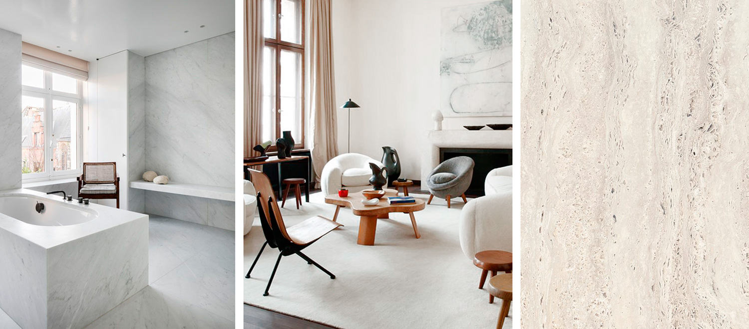 Badrumsinspiration - Trendspaning för badrum - Tres chic stil i benvitt, beige och sand till travertine, marmor och rotting.