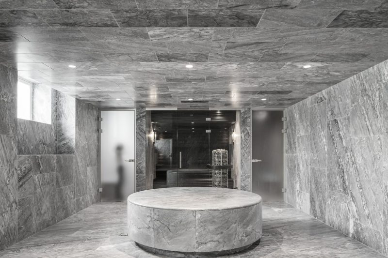Badrumsinspiration - Grå marmor i spa, hamam, bastu på Nobis Hotel Copenhagen ritat av Gert Wingårdh