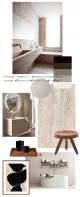 Badrumsinspiration - Skapa stilen Tres chic i badrum med travertine, midcentury design, Perriand stool och INR badrumsmöbel i cappuccino