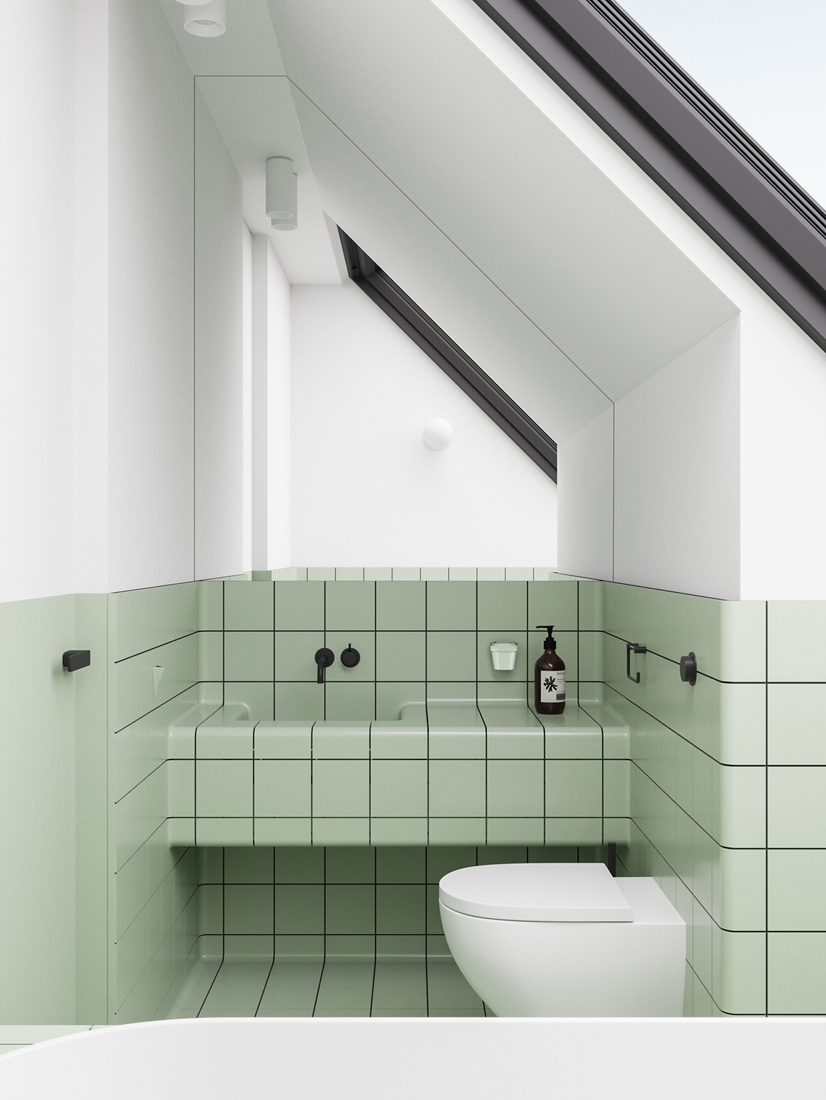 Badrumsinspiration: Modernt med svart till grönt i badrum