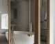 badrumsinspiration terrazzo badrum inspiration brass bathroom glasvagg fristaende badkar badrumsbelysning design frama stable house copenhagen photo erik lefvander badrumsdrommar