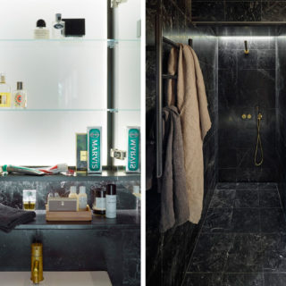 badrumsinspiration svart marmor badrum badrumsskap dusch hemma hos arkitekten andreas martin lof aspvik skargard foto ake eson lindman badrumsdrommar