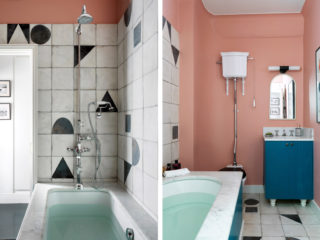 badrumsinspiration rosa badrum litet badrum inbyggt badkar carrara hogspolande toalett hemma hos beata heuman foto simon brown badrumsdrommar