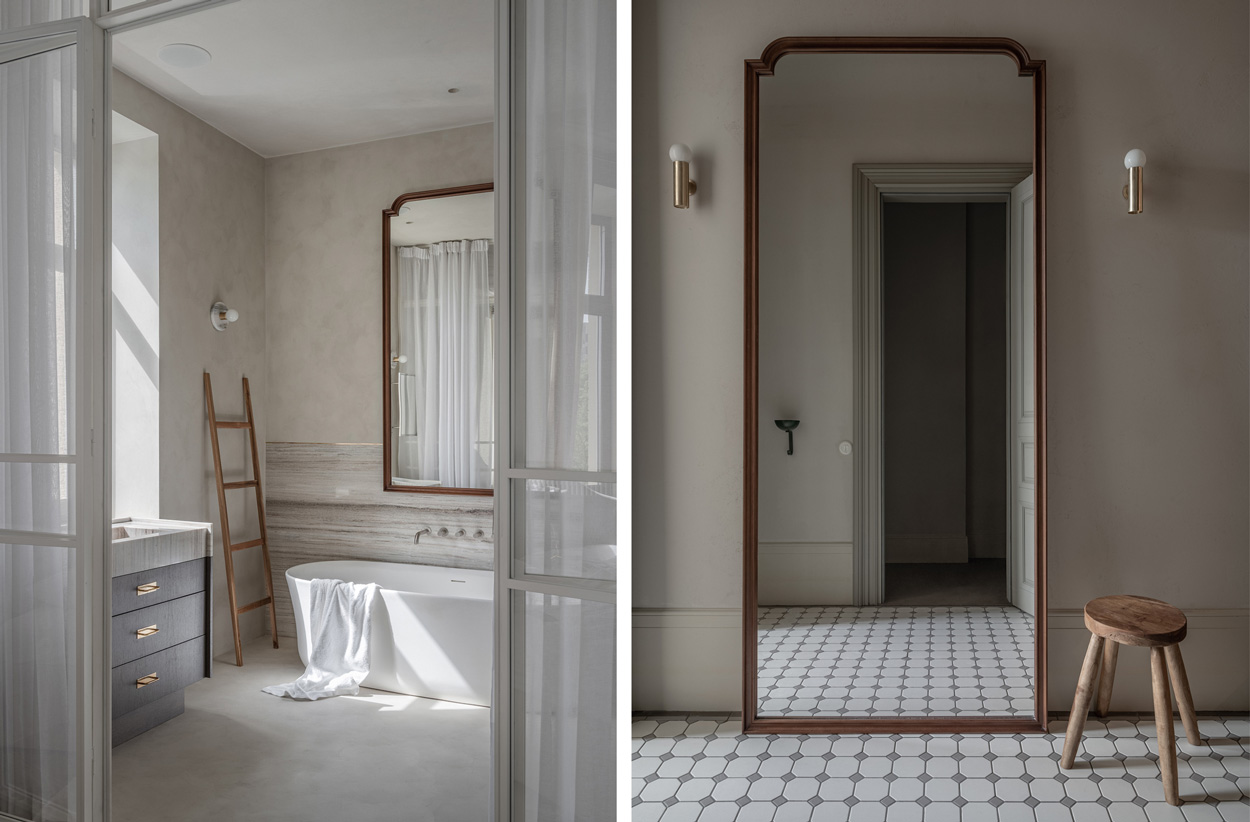 badrumsinspiration sekelskifte microcement badrum ensuit kommod badkar marmor victorian tile kiev ukraina design rina lovko foto yevhenii avramenko badrumsdrommar