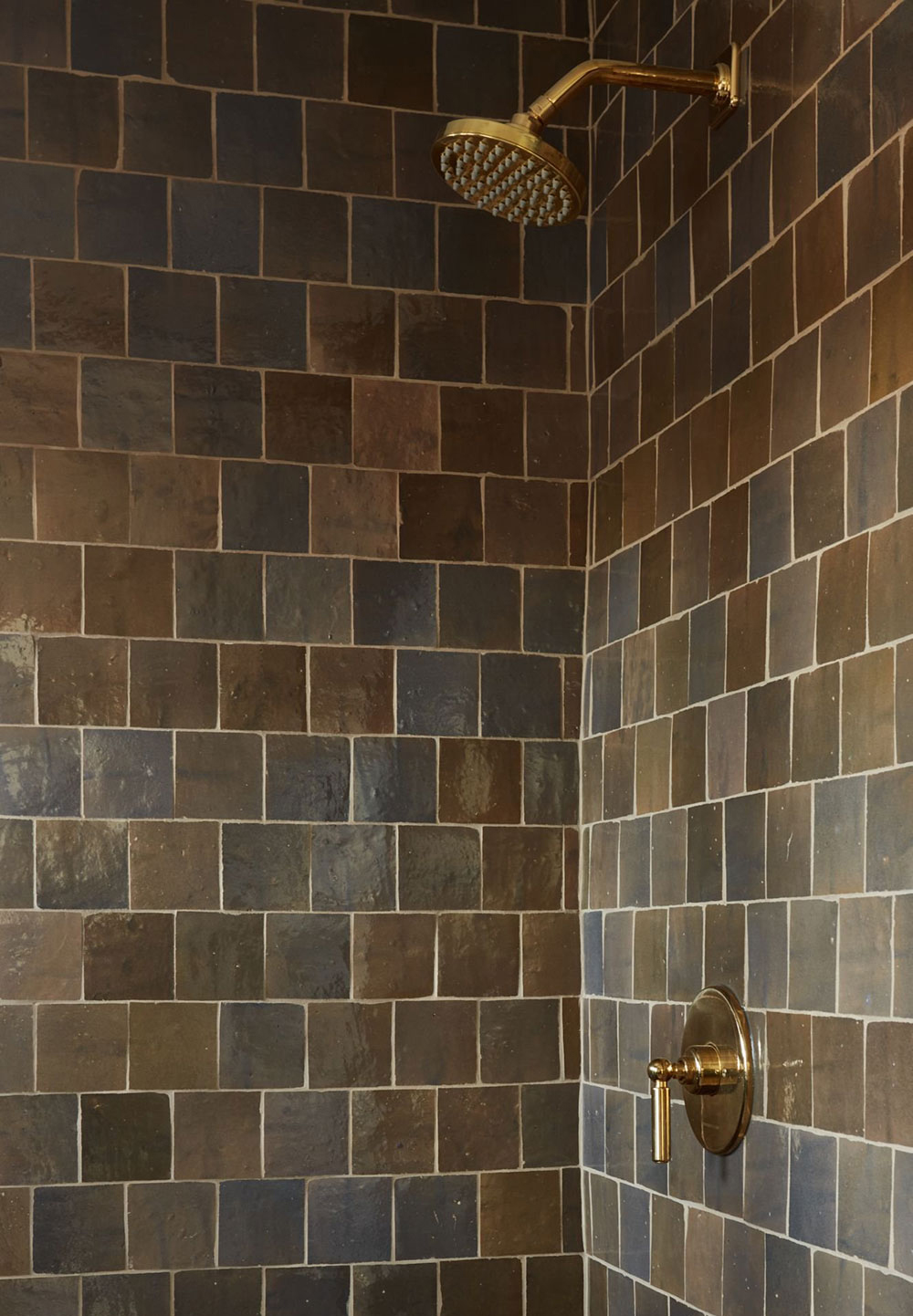 badrumsinspiration rustik badrum dusch kakel halvforband zellige tiles brass taps shower project pronghorn lightanddwell foto amy bartlam badrumsdrommar