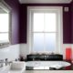 Badrumsinspiration - Halvkaklat och aubergine målade väggar i badrum.