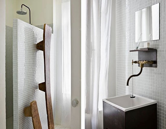 Badrumsinspiration - Ljusgrå mosaik i badrum