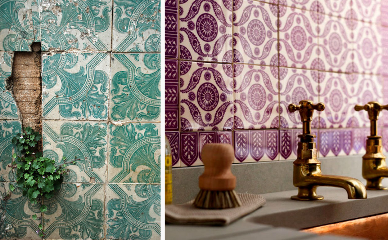Badrumsinspiration - badrum inspiration green purple azulejo tiles badrumsdrommar feature