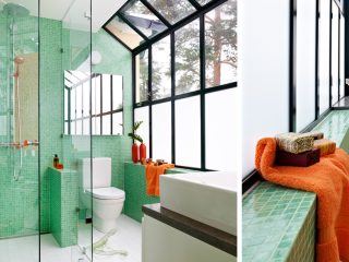 Badrumsinspiration - retro badrum inspiration gron mosaik orangeri foto Johan Carlson via skona hem badrumsdrommar feature