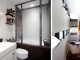 Badrumsinspiration - industriellt badrum inspiration svart duschvagg contemporary bathroom new york badrumsdrommar