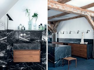 Badrumsinspiration - badrum inspiration svart marmor valnöt badrumsmöbel hemma hos thomas schlosser foto kira brandt bo bedre badrumsdrömmar feature