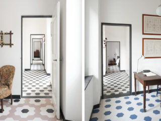 Badrumsinspiration - Skapa mönster med hexagon klinker i litet badrum