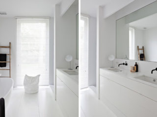 Badrumsinspiration - Vitt minimalistiskt badrum i Belgien