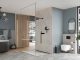 badrumsinspiration bla kakel badrum badkar dusch glasvagg unidrain highline drain svart badrumsdrommar